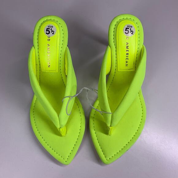 GOOD AMERICAN Lime Green Clear Wedge Sandals Size‎ 5.5 - Picture 4 of 11